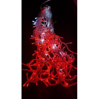 Instalatie de Craciun tip perdea, Flash, 8 m x 0,8 m, 360 LED-uri, Rosu, interconectabila