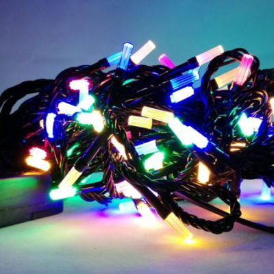 Instalatie de Craciun, 8 m, liniara cu fibra optica, Multicolor, 80 leduri, SDX, 5816M
