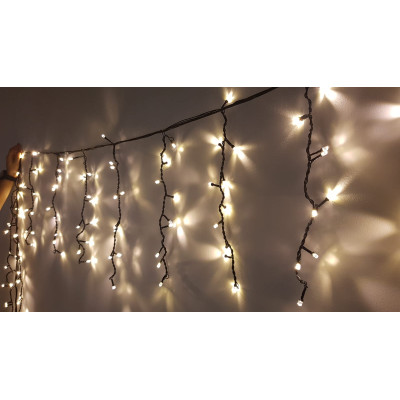 Perdea luminoasa, 3 m, tip franj, ALB CALD, 96 leduri, Instalatie de Craciun Sdx Marketï¿½, 8031WW / exterior / interconectabila / jocuri de lumini