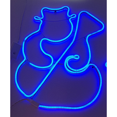Instalatie de Craciun, Figurina Neon flex Om de zapada, Albastru SDX Z9601B, Figurina luminoasa neon flexibil