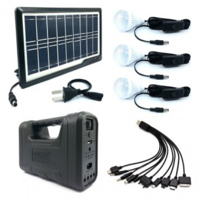 Kit panou solar cu lampa U, lanterna, USB, 3 becuri 6V 4Ah, GD-Lite-1