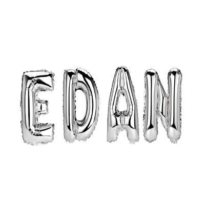 Set Baloane Numele Edan, Argintiu, 40 cm