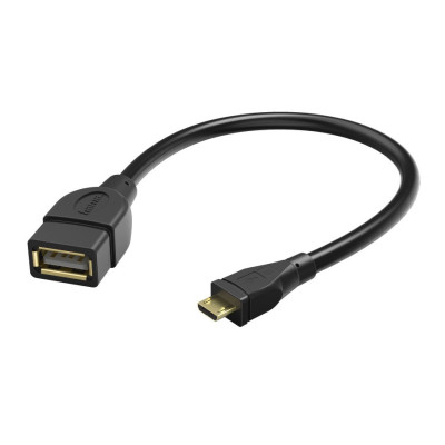 Adaptor Hama OTG, USB 2.0 - MicroUSB, 15 cm, Negru