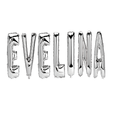 Set Baloane Litere Nume Evelina , Argintiu , 40Cm
