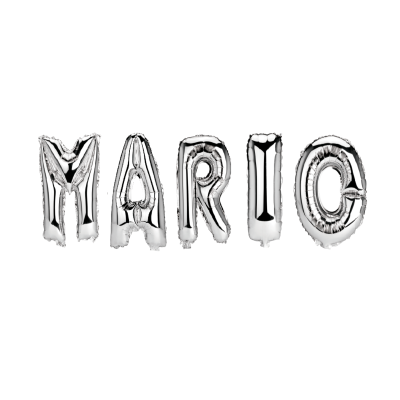 Set Baloane Numele Mario, Argintiu, 40 cm