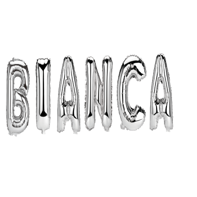 Set Baloane Litere Nume Bianca , Argintiu , 40Cm
