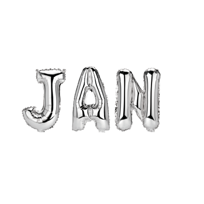 Set Baloane Numele Jan, Argintiu, 40 cm