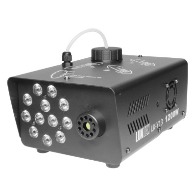 Masina de fum cu 12 Lumini Led Rgb Power 1200w 110v si Control Wireless, Negru
