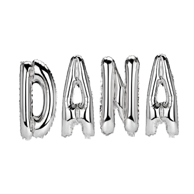 Set Baloane Litere Nume Dana , Argintiu , 40Cm