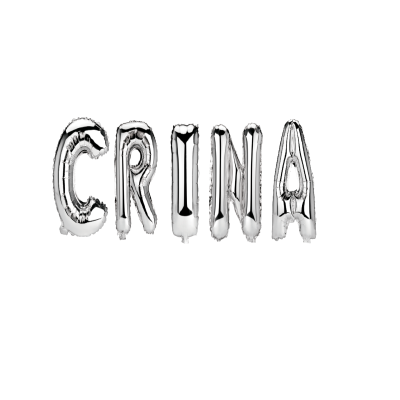 Set Baloane Litere Nume Crina , Argintiu , 40Cm