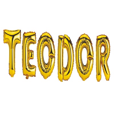 Set Baloane Litere Nume Teodor , Auriu , 40Cm