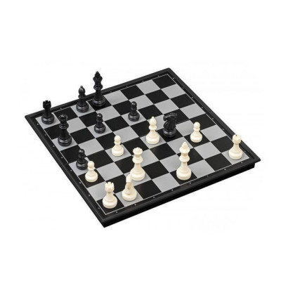 Joc 3 in 1 de sah, table si dame magnetic 36 cm DAR, Alb/Negru, 36 x 36 x 2 cm
