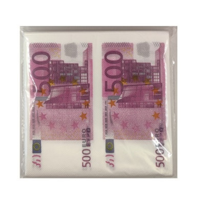 Set 20 servetele pentru petrecerea copiilor in doua straturi, print Euro, 33 cm x 33 cm