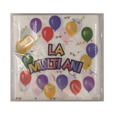 Set 20 servetele pentru petrecerea copiilor in doua straturi, print La Multi Ani cu baloane colorate, 33 cm x 33 cm