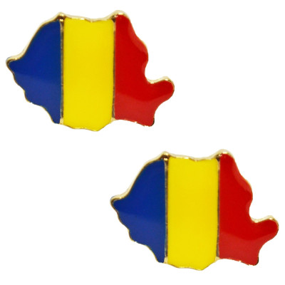 Set 2 insigne cu pin, harta, steag Romania, 2 x insigna steagul Romaniei, 2.5 x 1.7 cm, Maxx10002142