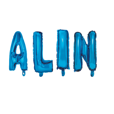 Set Baloane Litere Nume Alin, Albastru, 40 cm