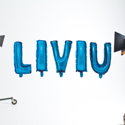 Set Baloane Litere Nume Liviu, Albastru, 40 cm