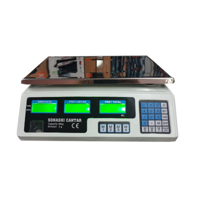 Cantar Electronic 40 kg cu Acumulator si Platan Inox, Incarcare Priza Cantar Electronic 40 kg cu Acumulator si Platan Inox, Incarcare Priza