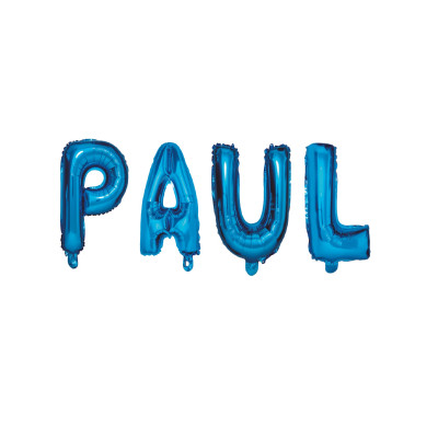 Set Baloane Litere Nume Paul , Albastru , 40Cm